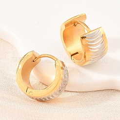 Two Tone 304 Stainless Steel Stripe Hoop Earrings&nbsp;EJEW-L307-04GP-04