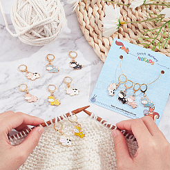12Pcs 6 Colors Alloy Enamel Cow Charm Locking Stitch Markers&nbsp;HJEW-PH01533