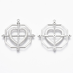 Brass Micro Pave Cubic Zirconia Pendants&nbsp;KK-R130-028P-NF