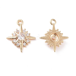 Brass Micro Pave Clear Cubic Zirconia Charms&nbsp;X-KK-G418-09G