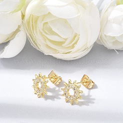 Brass Micro Pave Cubic Zirconia Stud Earrings&nbsp;KK-CBA5B62-05G