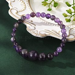 Natural Amethyst Graduated Beads Necklaces and Bracelets Jewelry Sets&nbsp;SJEW-L132-01
