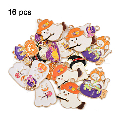 16Pcs 8 Styles Light Gold Tone Alloy Enamel Pendants&nbsp;ENAM-FP0003-19