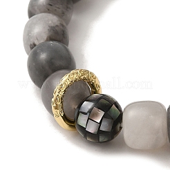 Natural Cloudy Quartz & Shell Stretch Bracelets&nbsp;BJEW-C051-03