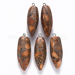 Faceted Teardrop Assembled Synthetic Regalite/Imperial Jasper/Sea Sediment Jasper & Natural Pyrite Big Pendants&nbsp;G-R484-02
