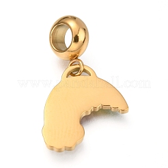 Ion Plating(IP) 304 Stainless Steel European Dangle Charms&nbsp;STAS-O097-15G