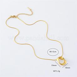 3Pcs Elegant Stainless Steel Twisted Oval Ring Pendant Necklaces for Women&nbsp;PM1396