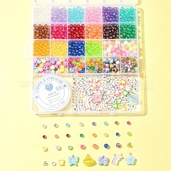 DIY Round & Flat Round with Letters Acrylic & Resin Bracelets Jewelry Making Kits&nbsp;DIY-FS0007-44