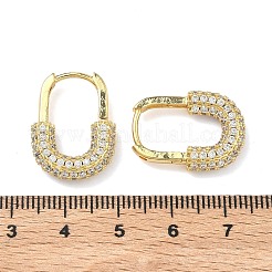 Brass Micro Pave Clear Cubic Zirconia Hoop Earrings&nbsp;EJEW-C182-07B-G