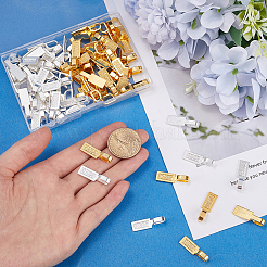 100Pcs 2 Colors Tibetan Style Alloy Glue-on Flat Pad Bails&nbsp;FIND-SP0001-90