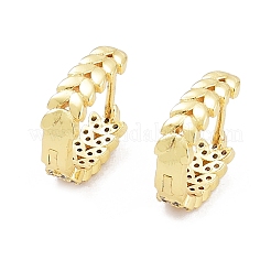 Clear Cubic Zirconia Leaf Hoop Earring&nbsp;EJEW-L264-001G