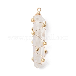 Copper Wired Electroplated Natural Quartz Crystal Pendants&nbsp;PALLOY-JF02626-01