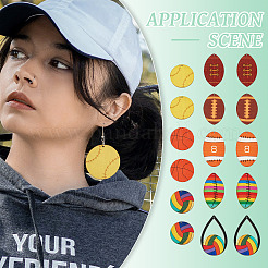 DIY Sports Balls Wood & Brass Dangle Earring Jewelry Making Kits&nbsp;DIY-TA0010-47