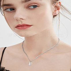 1Pc 304 Stainless Steel Letter Pendant Necklaces&nbsp;NJEW-LP0001-33F-P