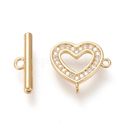 Brass Micro Pave Clear Cubic Zirconia Toggle Clasps&nbsp;KK-F820-01G