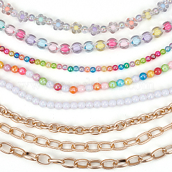 8Pcs 8 Styles Acrylic Beads & Aluminum Cable Chains Baseball Cap Chain&nbsp;HJEW-SC0002-46