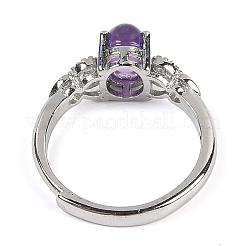 Oval Natural Amethyst Adjustable Rings&nbsp;RJEW-Q819-01P-10