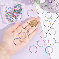 40Pcs 316L Surgical Stainless Steel Hoop Earring Findings&nbsp;STAS-UN0053-41M