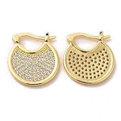 Clear Cubic Zirconia Flat Round Hoop Earrings&nbsp;EJEW-A095-02G