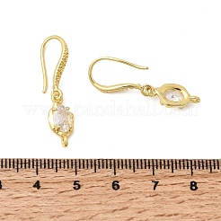 Brass Micro Pave Clear Cubic Zirconia Earring Hooks&nbsp;KK-Z154-10G