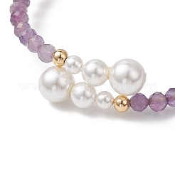 Natural Amethyst Beaded Cuff Bangles&nbsp;BJEW-JB13326-02
