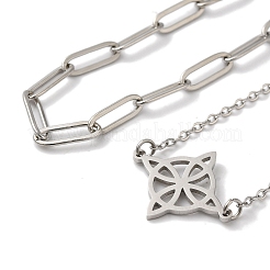 Tarnish Resistant 304 Stainless Steel Paperclip Chains & Cable Chain Bracelet Sets&nbsp;AJEW-U005-05B-P