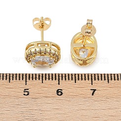 Brass Micro Pave Clear Cubic Zirconia Stud Earrings&nbsp;LS-EJEW-Z128-01G-03
