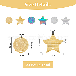 24Pcs 6 Styles 304 Stainless Steel Connector Charms&nbsp;STAS-DC0014-28