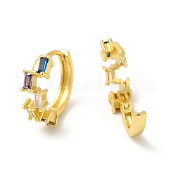 Cubic Zirconia Rectangle Hoop Earrings&nbsp;EJEW-E270-26G
