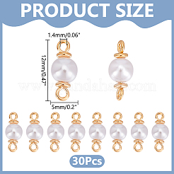 30Pcs ABS Plastic Imitation Pearl Round Connector Charms&nbsp;KK-WR0001-32
