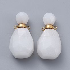 Faceted Natural White Jade Openable Perfume Bottle Pendants&nbsp;G-E564-10A-G