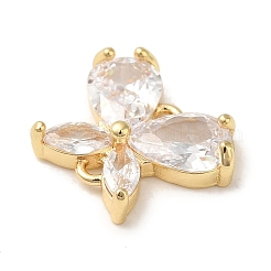 Brass Pave Clear Cubic Zirconia Connector Charms&nbsp;LS-KK-G499-11G