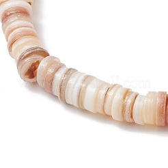 Natural Freshwater Shell Disc Beads Stretch Bracelets for Men Women&nbsp;BJEW-JB11747