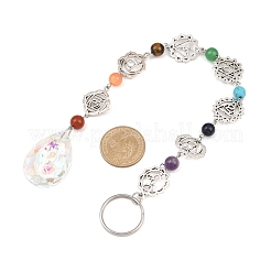 Teardrop Glass & Natural & Synthetic Gemstone Round Beads Hanging Suncatchers&nbsp;HJEW-JM04210