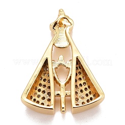 Rack Plating Brass Cubic Zirconia Pendants Findings&nbsp;KK-E275-23G