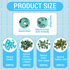 200Pcs 4 Styles Natural Green Spot Jasper & TaiWan Jade & Dyed Howlite & African Turquoise(Jasper) Beads&nbsp;G-TA0003-05B