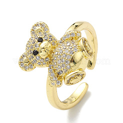 Clear Cubic Zirconia Bear Open Cuff Ring&nbsp;RJEW-H135-02G