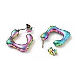 Rainbow Color Square Stud Earrings&nbsp;EJEW-G293-08M