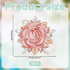 2Pcs Flower Polyester Brooches&nbsp;JEWB-ME0001-12