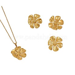 304 Stainless Steel Pendant Necklaces & Stud Earrings & Rings Sets&nbsp;WGEEB93-02
