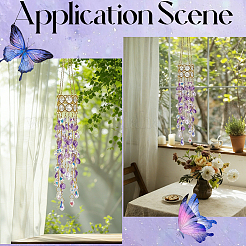 Glass with Iron Hanging Suncatchers&nbsp;AJEW-SP0005-02