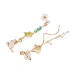 Asymmetrical Golden Alloy Enamel  Stud Earrings&nbsp;EJEW-Z061-01G-01