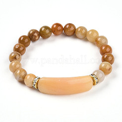 Natural Topaz Jade Beads Stretch Bracelets&nbsp;BJEW-T022-04M