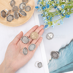 16Pcs 8 Style Adjustable Iron Finger Ring Components Alloy Cabochon Bezel Settings&nbsp;MAK-SC0001-07AS