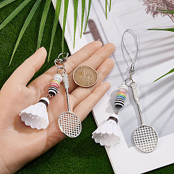 2Pcs 2 Styles Badminton & Racket Alloy & Resin & PVC Pendant Decorations&nbsp;AJEW-BM0001-21