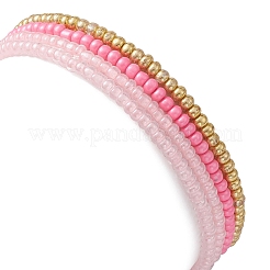 4Pcs 4 Style Brass Heart & Glass Seed Beaded Stretch Bracelets Set&nbsp;BJEW-JB09537