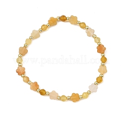 Natural Pink Opal/Natural Green Opal/Natural Green Strawberry Quartz/Natural Yellow Opal/Natural Rose Quartz/Natural Yellow Aventurine & Brass Beads Stretch Bracelets for Women&nbsp;BJEW-JB13866