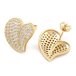 Brass Micro Pave Clear Cubic Zirconia Stud Earrings&nbsp;EJEW-U005-12B-G