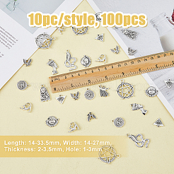 100Pcs 10 Style Tibetan Style Alloy Pendants&nbsp;TIBEP-DC0001-25