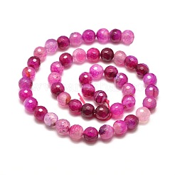 Dyed Natural Agate Faceted Round Beads Strands&nbsp;G-E267-22